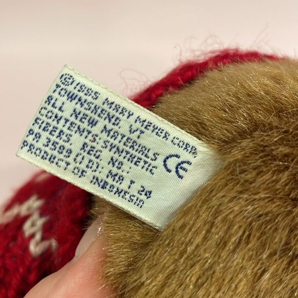 Vintage 1995 Mary Meyer Light Brown Teddy Bear with Red & White Sweater EUC 11” - Picture 6 of 7